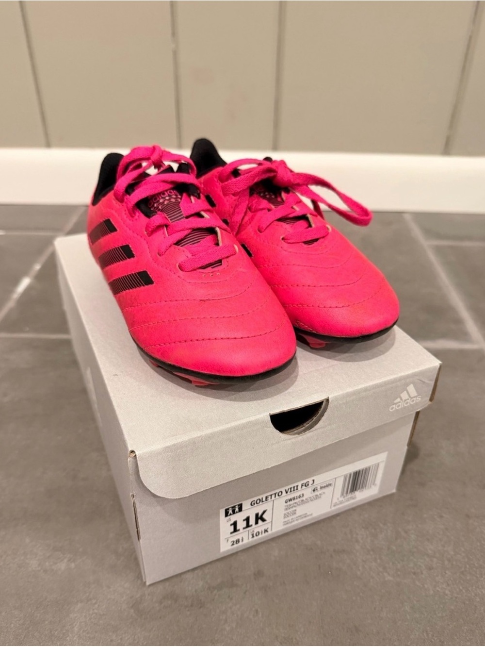adidas Goletto VIII Pink and Black Youth Soccer Cleats